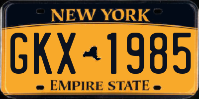 NY license plate GKX1985