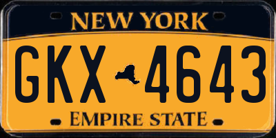 NY license plate GKX4643