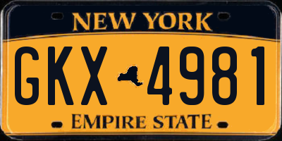 NY license plate GKX4981