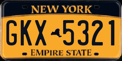 NY license plate GKX5321
