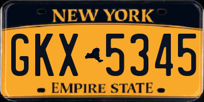 NY license plate GKX5345