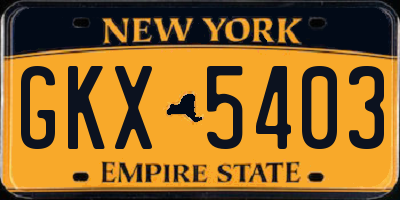 NY license plate GKX5403