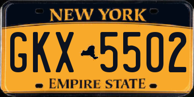 NY license plate GKX5502