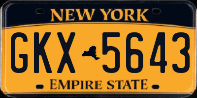 NY license plate GKX5643