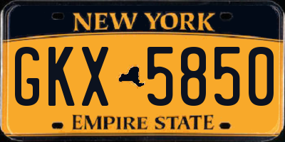 NY license plate GKX5850