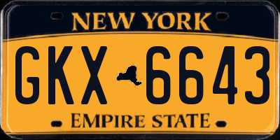 NY license plate GKX6643