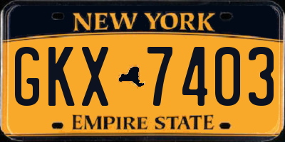 NY license plate GKX7403