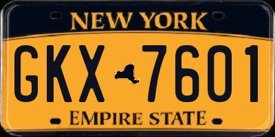 NY license plate GKX7601