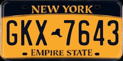 NY license plate GKX7643