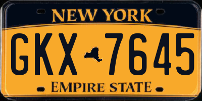 NY license plate GKX7645