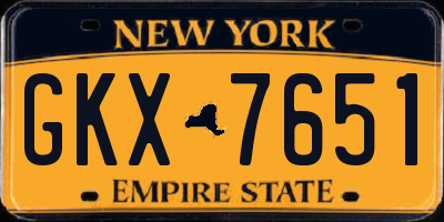 NY license plate GKX7651