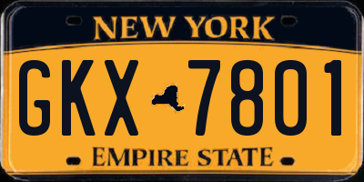 NY license plate GKX7801