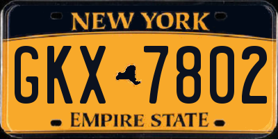 NY license plate GKX7802