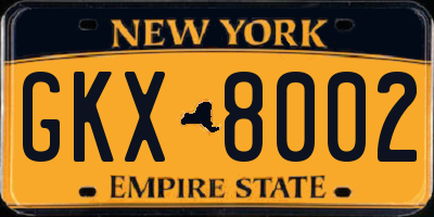 NY license plate GKX8002