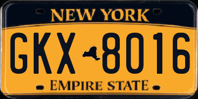NY license plate GKX8016