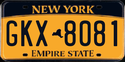 NY license plate GKX8081