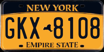 NY license plate GKX8108