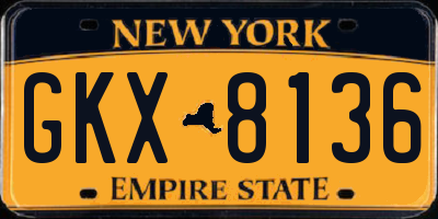 NY license plate GKX8136