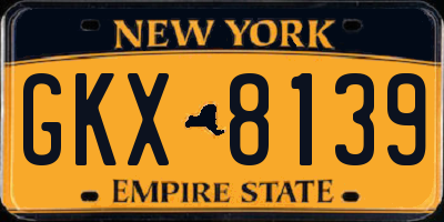 NY license plate GKX8139