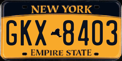 NY license plate GKX8403