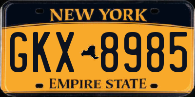 NY license plate GKX8985