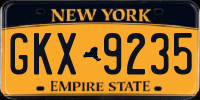 NY license plate GKX9235