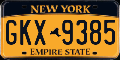 NY license plate GKX9385