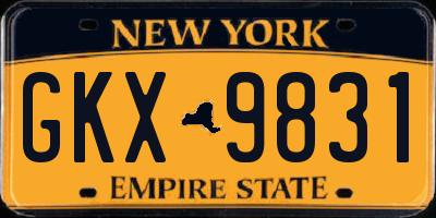NY license plate GKX9831