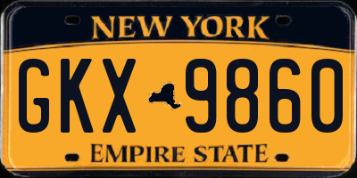 NY license plate GKX9860