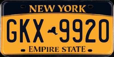 NY license plate GKX9920