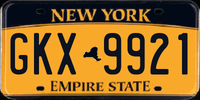 NY license plate GKX9921