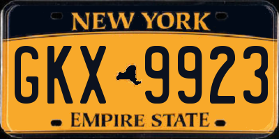 NY license plate GKX9923