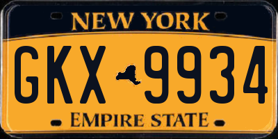 NY license plate GKX9934