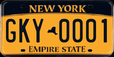 NY license plate GKY0001
