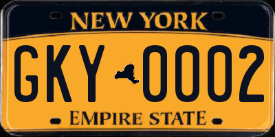 NY license plate GKY0002