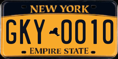 NY license plate GKY0010