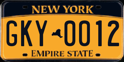 NY license plate GKY0012