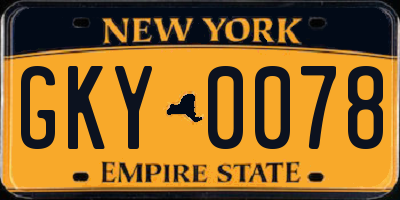 NY license plate GKY0078