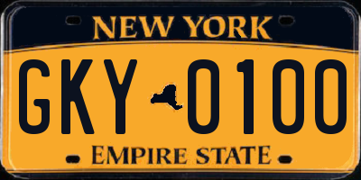 NY license plate GKY0100