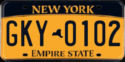 NY license plate GKY0102