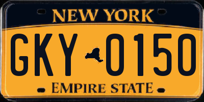 NY license plate GKY0150