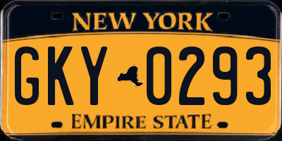 NY license plate GKY0293