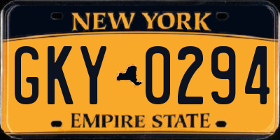 NY license plate GKY0294