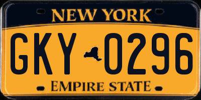NY license plate GKY0296