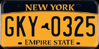 NY license plate GKY0325