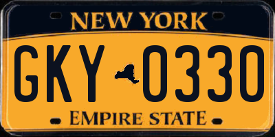 NY license plate GKY0330