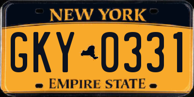 NY license plate GKY0331