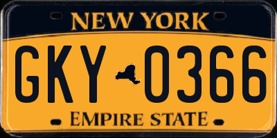 NY license plate GKY0366