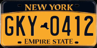 NY license plate GKY0412