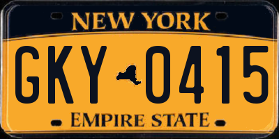 NY license plate GKY0415